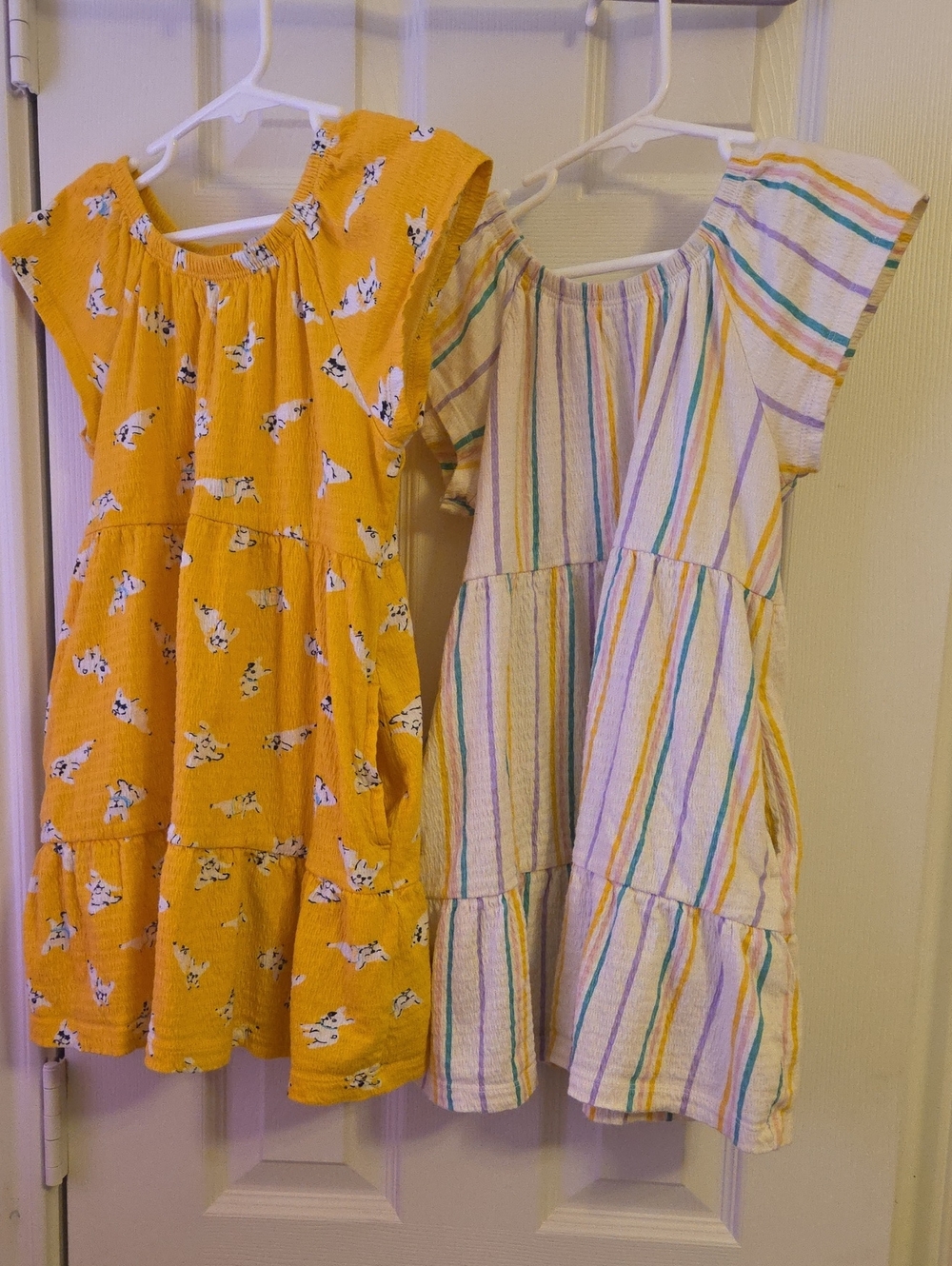 bcg Yellow Puppy Print Tiered Dress & bcg Cream Striped Tiered Dress